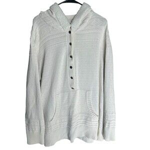 CJ Banks Womens Size 2X Snowflake 1/4 Button Sherpa Hooded Fair isle Sweater